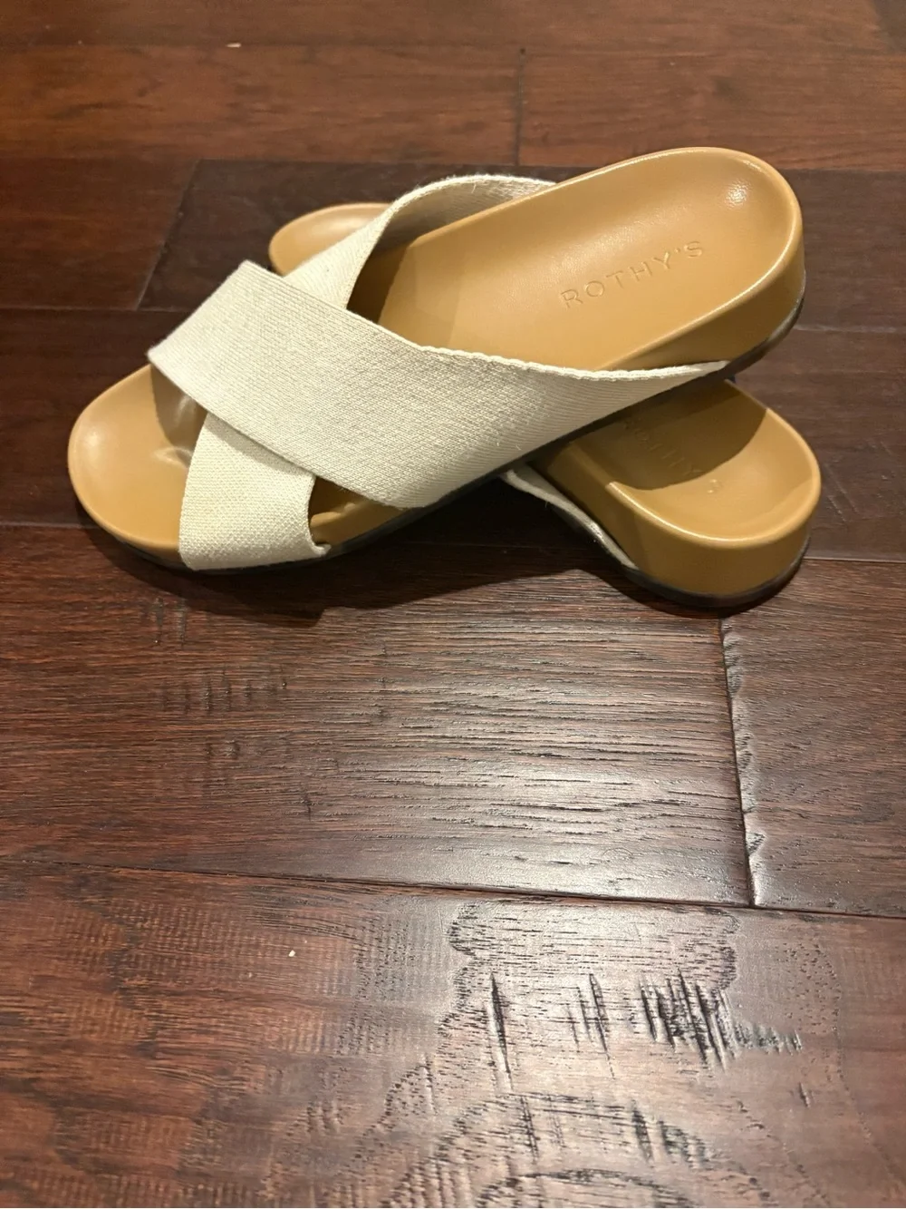 Rothy's The Weekend Slide — Cream Crossband Slide Sandals